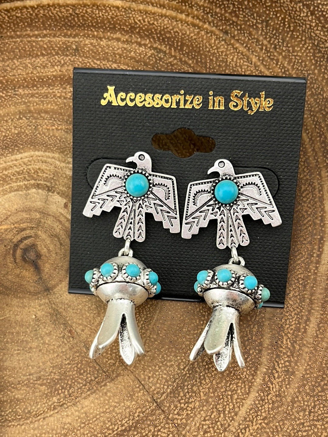 Pierce Fashion Thunderbird Post Flute Blossom Drop Earrings