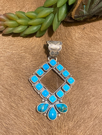 Youngstown Open Diamond Turquoise Sterling Pendant