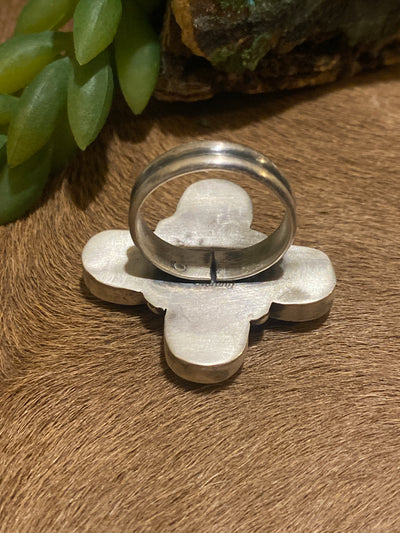 Shasta Quad Teardrop White Mix Ring - Size 9