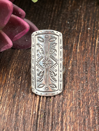 Luca Stamped Rectangle Sterling Triple Band Rings