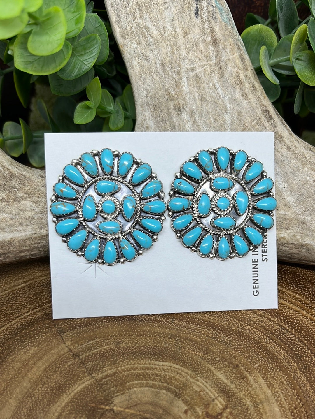 Wynn Sterling Turquoise Medallion Earrings - 1.5"