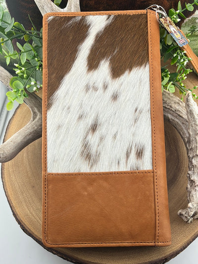 Zippered Cow Leather Travel Wallet