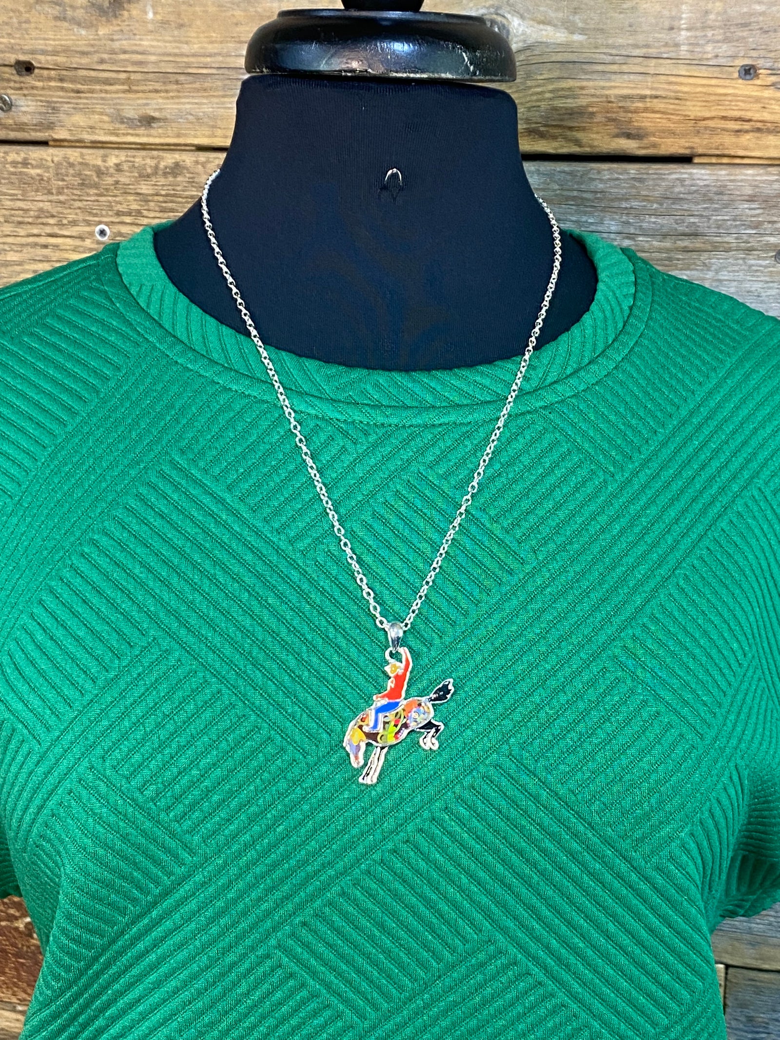 Louisa Fashion Acrylic Bronc Rider Necklace