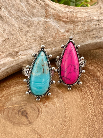 Avina Fashion Ball Teardrop Stretch Ring