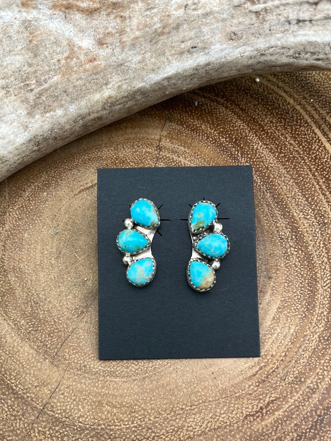 Concord Sterling Triple Teardrop Curved Earrings - Turquoise