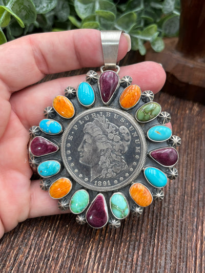 Moriah Sterling Large Liberty Coin Pendant - Multi