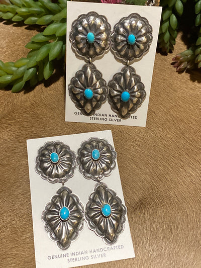 Camelot Linked Oval Diamond Concho Sterling Earrings