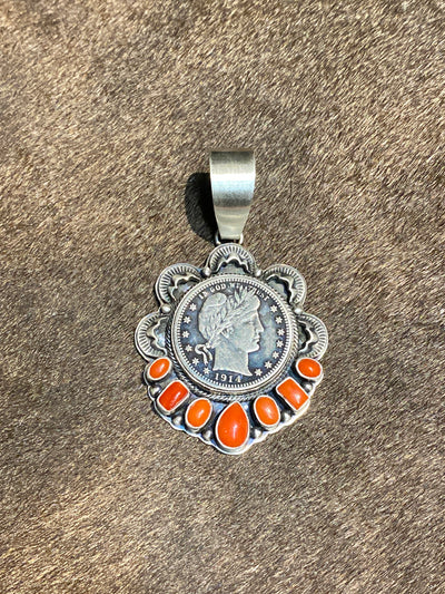Parksville Scalloped Red Spiny 1914 Coin Pendant