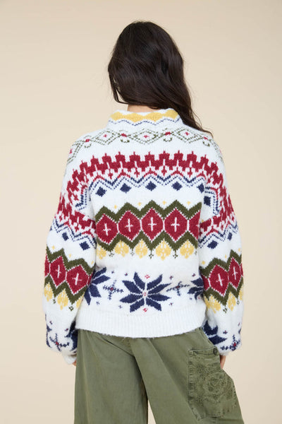 WINTER FAIR ISLE MOCK NECK KNIT SWEATER