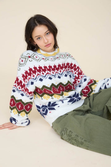 WINTER FAIR ISLE MOCK NECK KNIT SWEATER