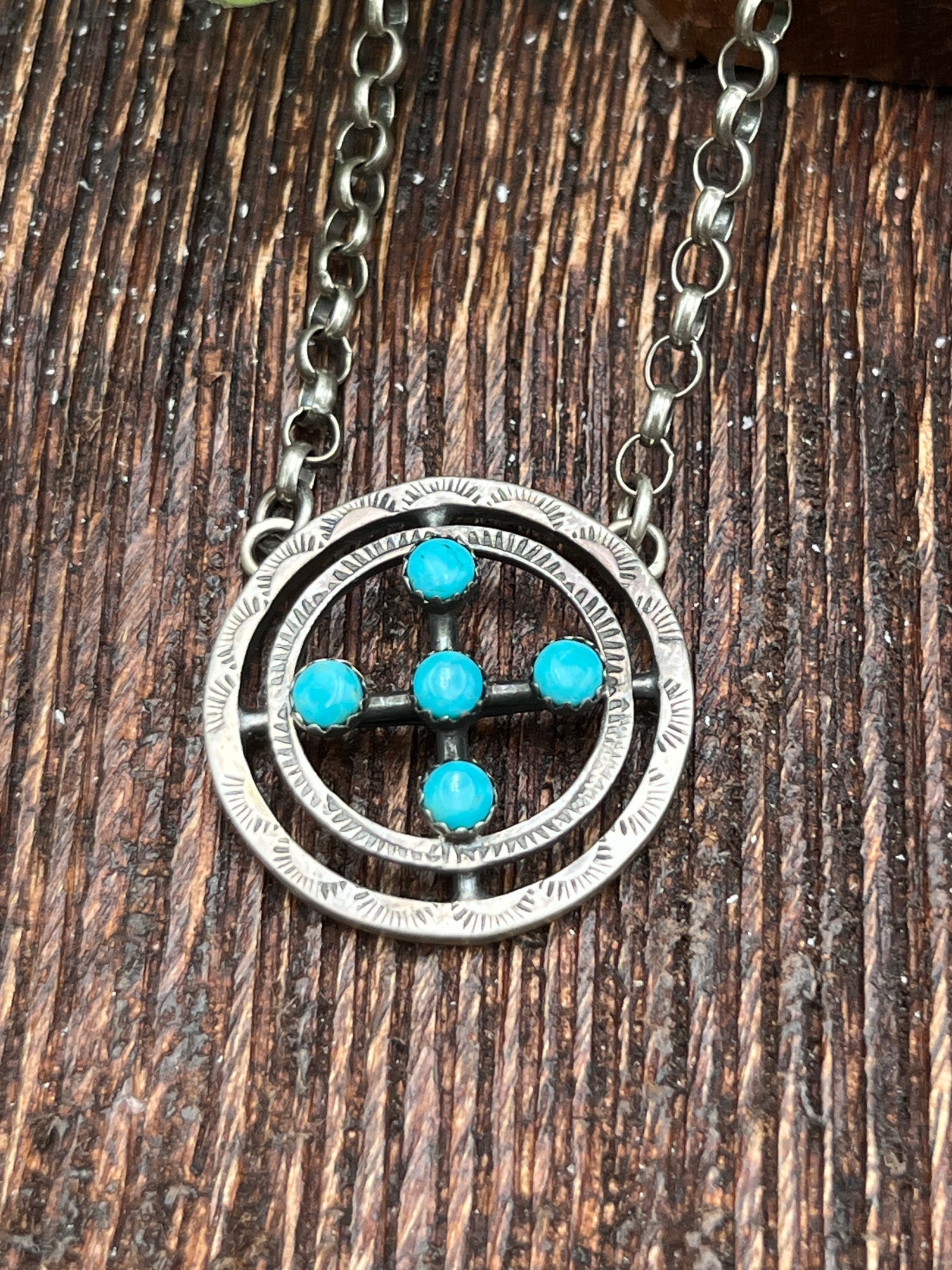 Ainsley 4 Stone Turquoise Double Circle Necklace - 18"