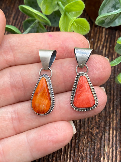 Elmore Sterling Dot Framed Spiny Stone Pendant