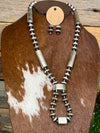 Lakota Sterling Silver Barrel & Saucer Bead Necklace & Earring Set