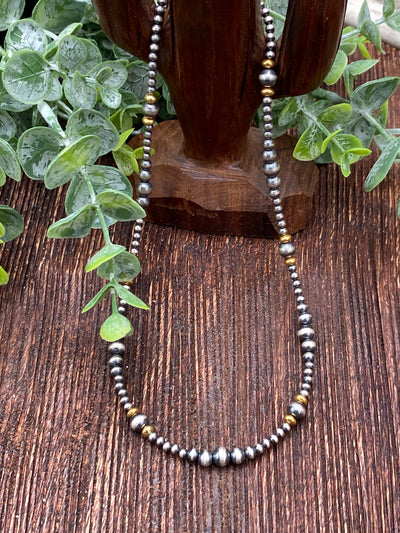 Kent Varied Sterling Silver & Gold Navajo Necklace - 18"