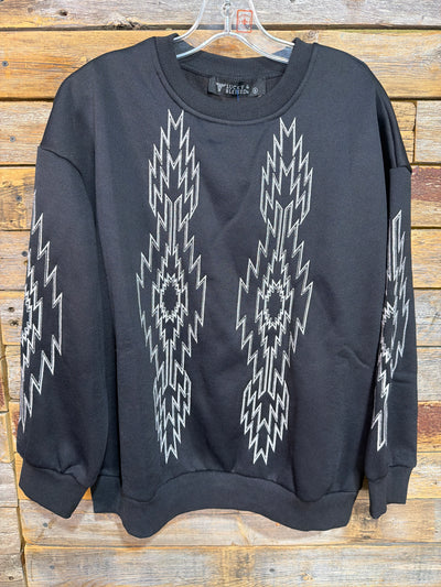 Aztec Embroidered Long Sleeve Sweatshirt