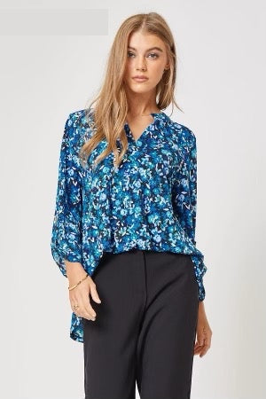 Lizzy Blue Floral Blouse
