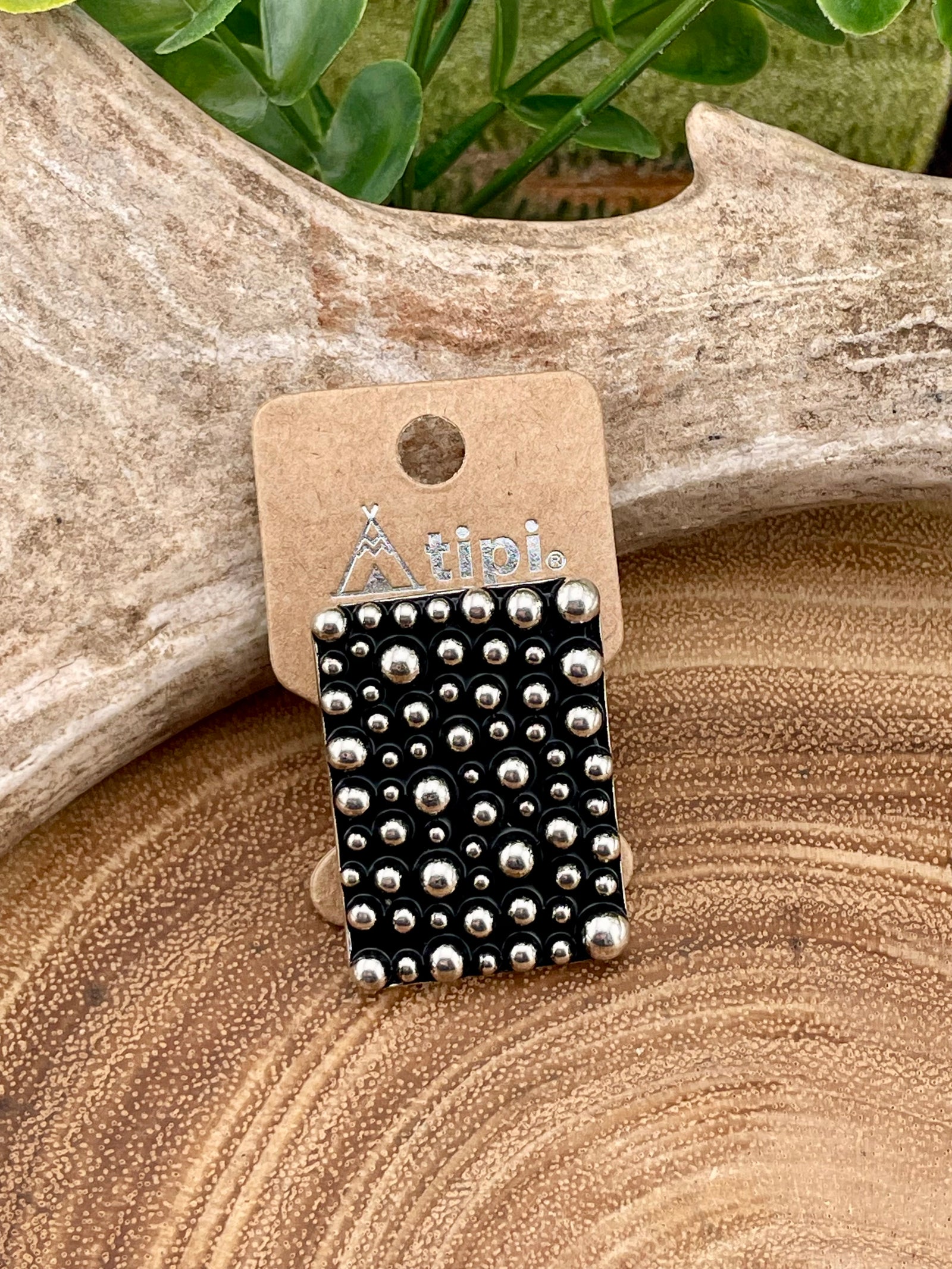 Colette Varied Stud Large Rectangle Fashion Cuff Ring