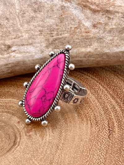 Avina Fashion Ball Teardrop Stretch Ring