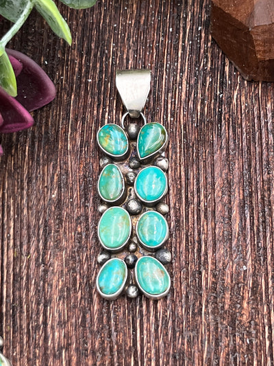 Terrace Stacked 8 Stone Turquoise Sterling Pendant