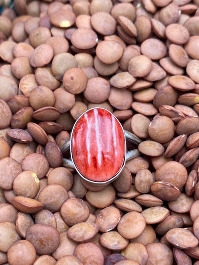 Dover Simple Sterling Red Spiny Ring - Size 7