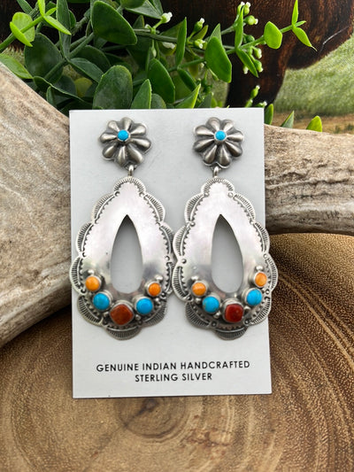 Emily Sterling Silver Multi Stone Teardrop Earrings