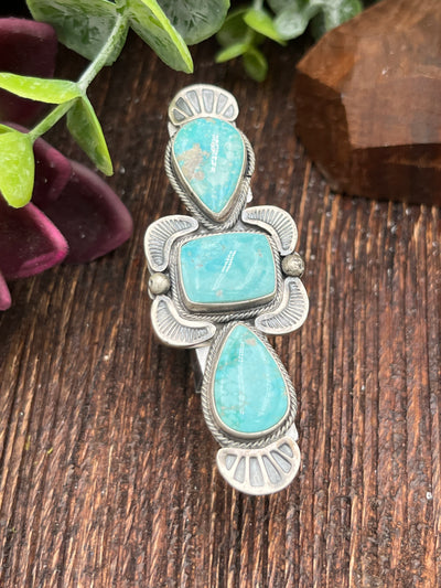 Aransas Triple Stone White Water Turquoise Rings