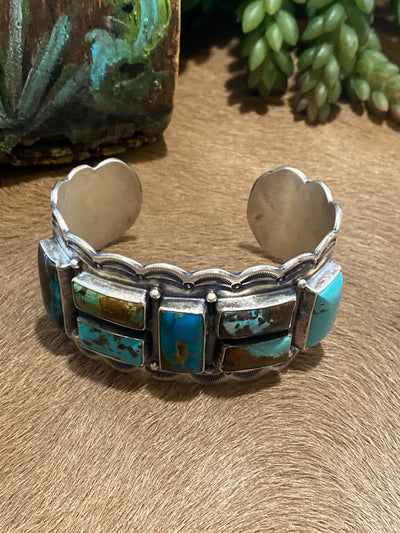 Attica Turquoise Gallery Scalloped Edge Statement Cuff