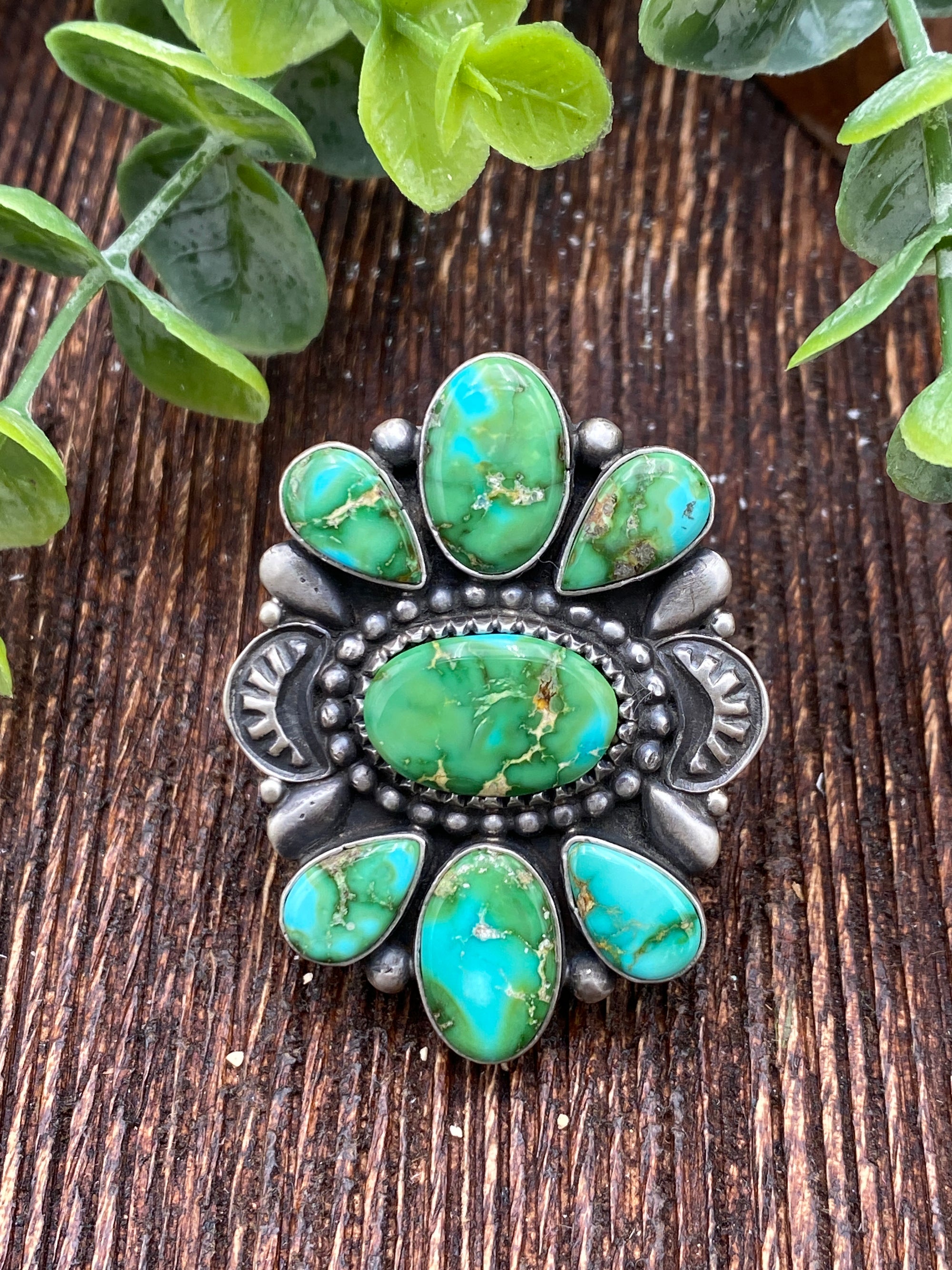 Leah Sonoran Gold Oval Teardrop Cluster Ring - Adjustable