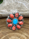 Catherine Sterling Turquoise & Spiny Flower Ring