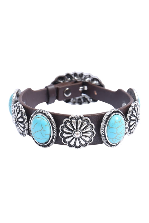 Bernalillo Leather Buckle Bracelet - Turquoise