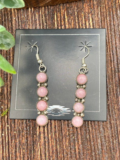 Altera Stacked 4 Round Stone Fish Hook Earrings - 2"