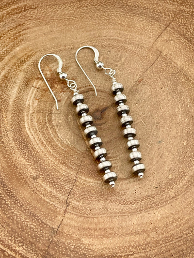Brinson Stacked 5mm Navajo & Bead Fish Hook Earrings - 2"