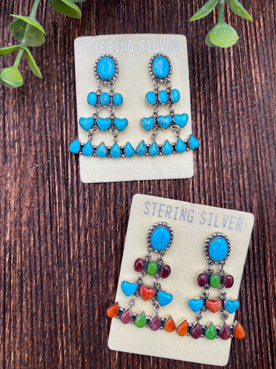 Abigail Fun Shapes Chandelier Sterling Earrings