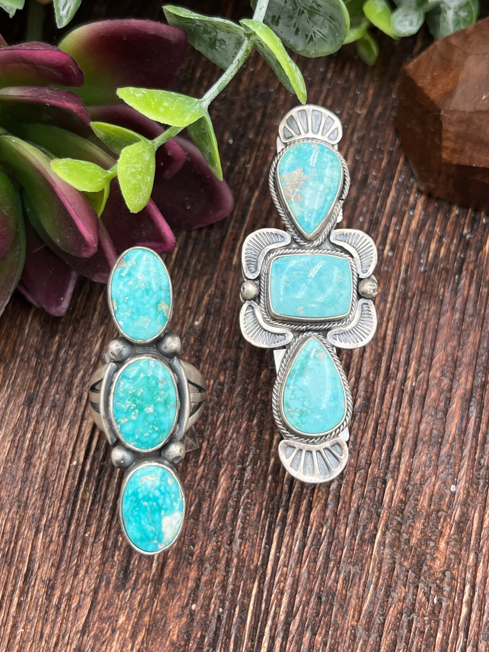 Aransas Triple Stone White Water Turquoise Rings