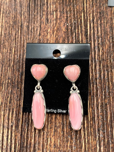 Bekka Sterling Double Stone Pink Conch Earrings