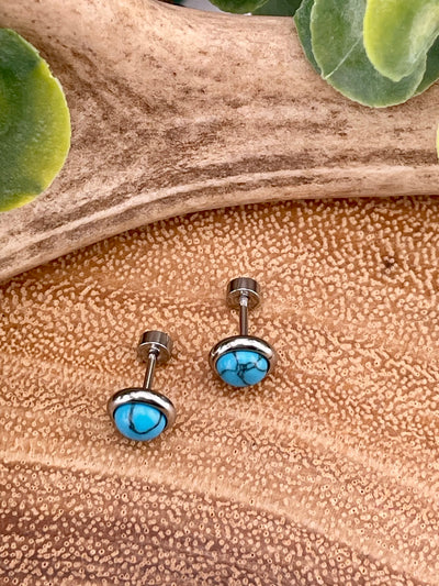 Carter 7mm Fashion Turquoise Stud Flat Back Earrings