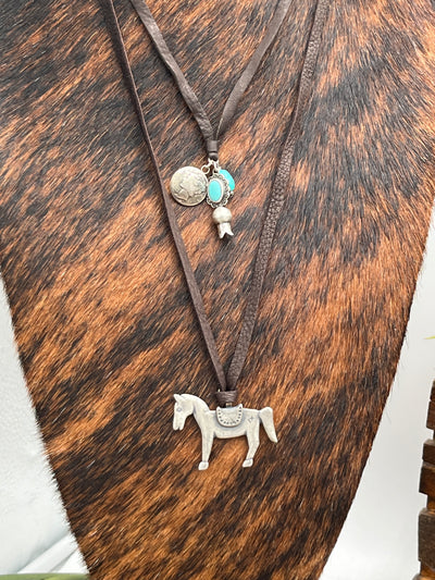 Gina Leather Necklace With Sterling Pendant