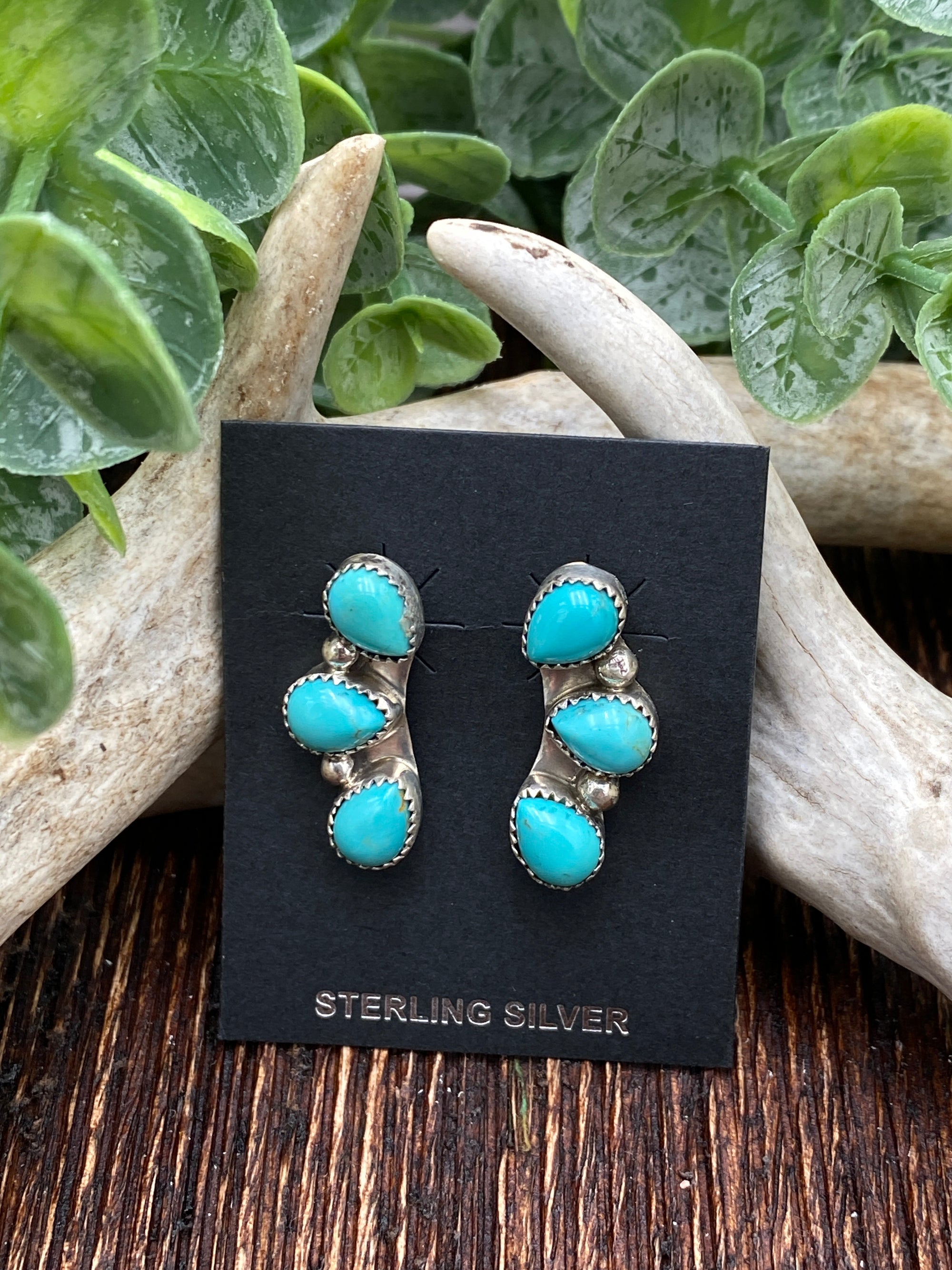 Beth Stacked Teardrop Turquoise Earrings