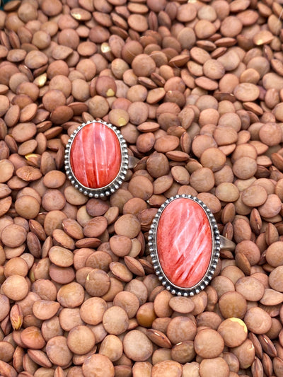 Derry Sterling Dot Framed Red Spiny Ring