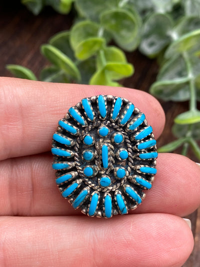 Biffle Curved Turquoise Cluster Sterling Ring