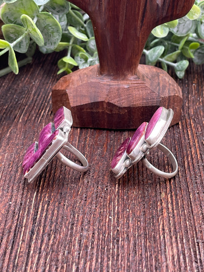 Shapely Purple Spiny Rings - Adjustable
