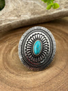 Rebel Fashion Concho Ring With Oval Stone Center