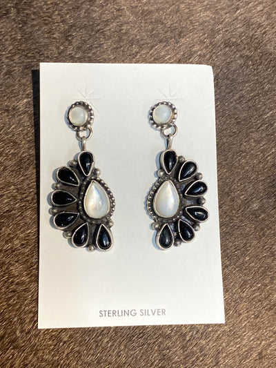 Langford Sterling Pearl & Onyx Post Earrings