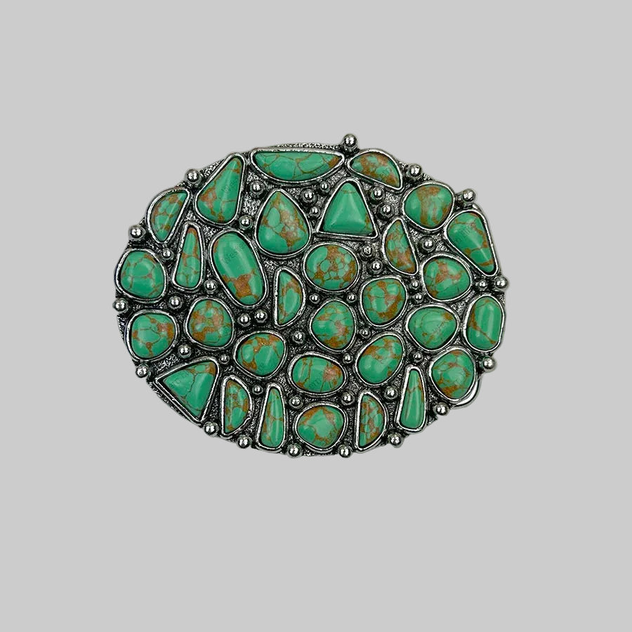 Bixby Oval Fashion Stone Cluster Belt Buckle