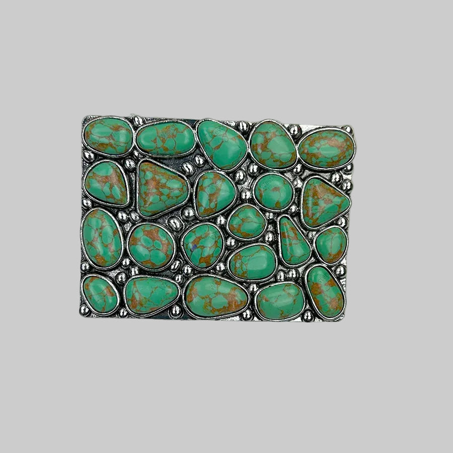 Kelly Rectangle Fashion Stone Cluster Belt Buckle