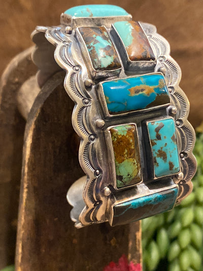 Attica Turquoise Gallery Scalloped Edge Statement Cuff