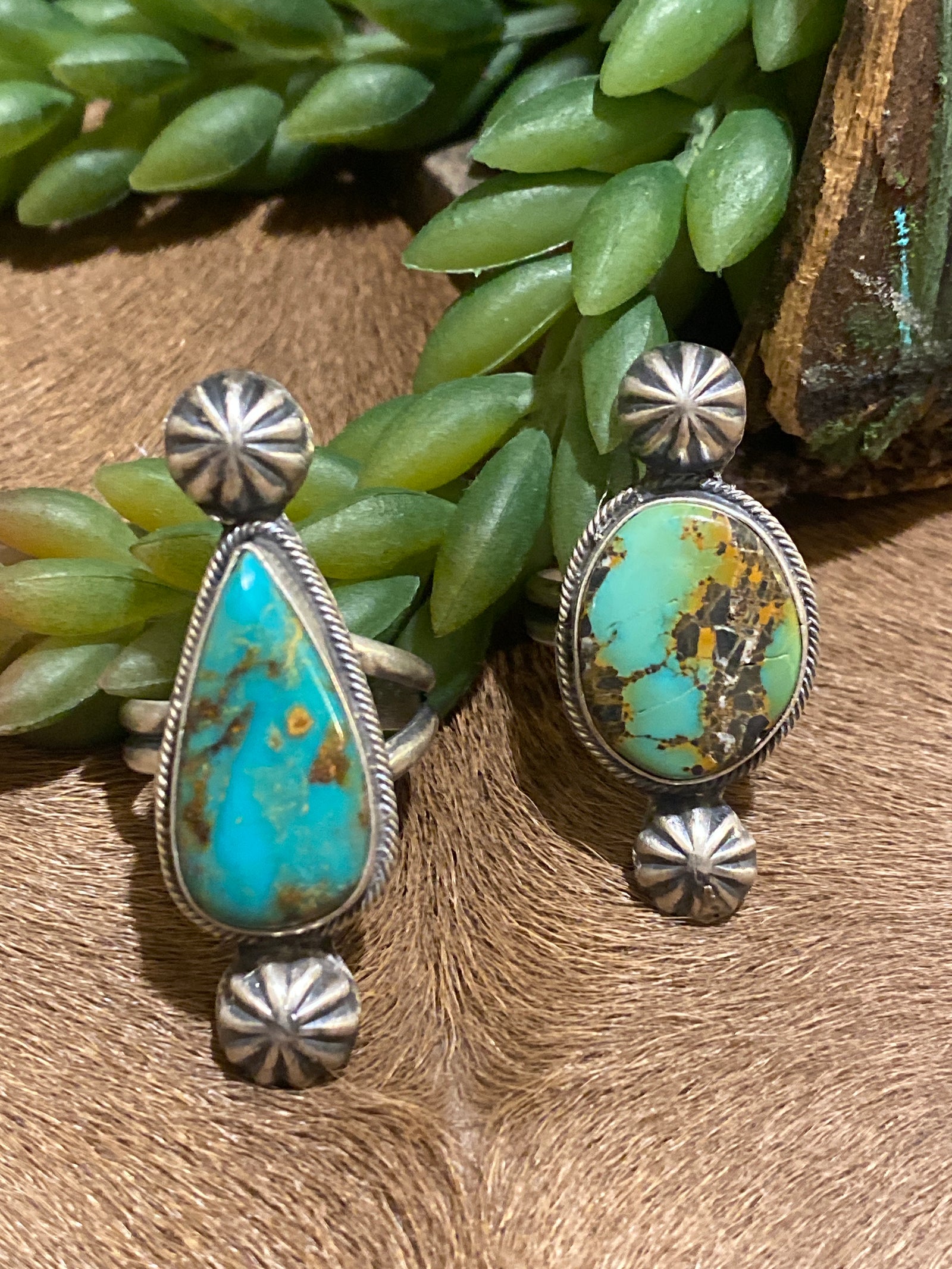 Hialea Sterling Burst Turquoise Ring - Adj