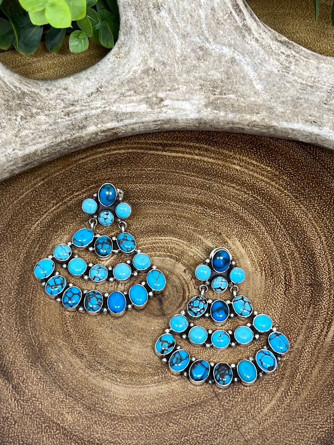 Evelyn Widow Maker Kingman Turquoise Cascading Stone Post Earrings