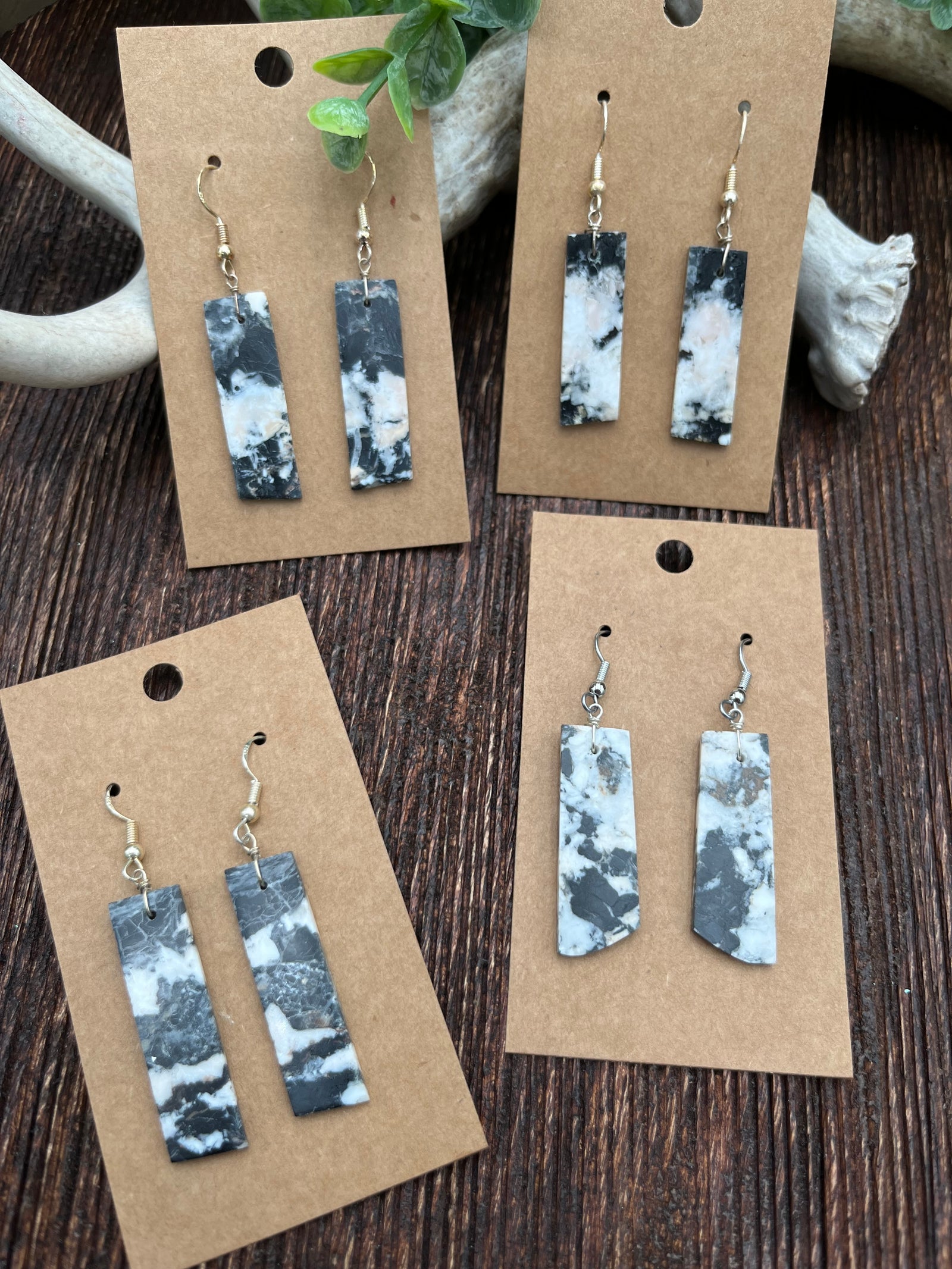 Riordan Sterling White Buffalo Slab Earrings - 1.5"