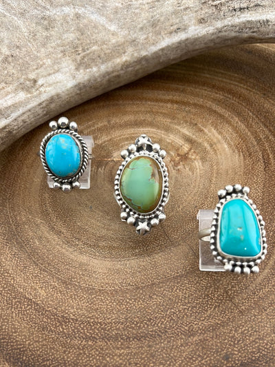 Indiana Dunes Sterling Framed Turquoise Ring